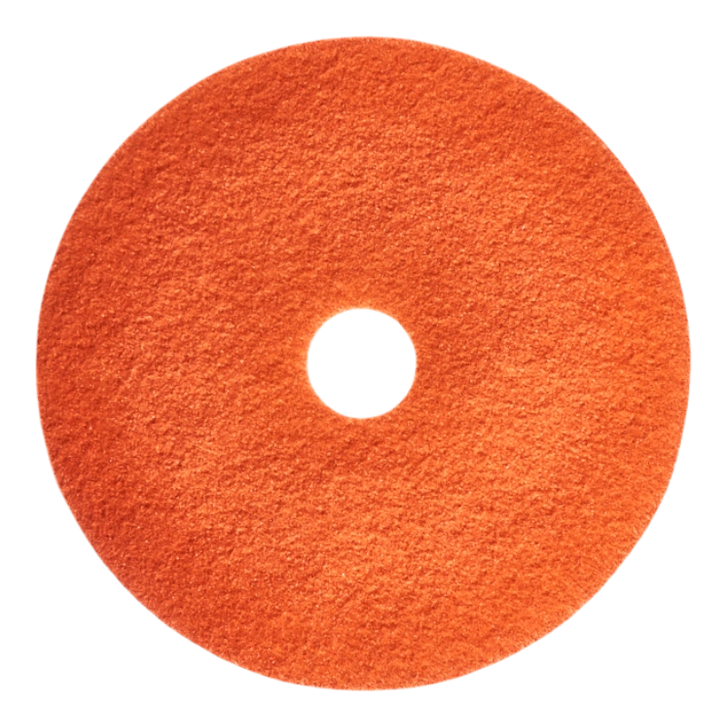 Orange floor pad for scrubbing with a scrubber-dryer